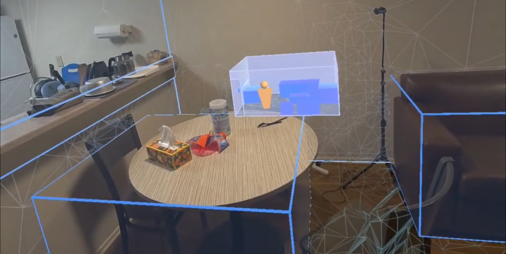 Meta Quest 3 room scanning and scene mesh in a real kitchen