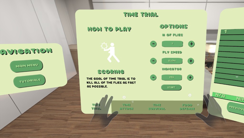 Fly Exterminator Time Trial mode UI in VR
