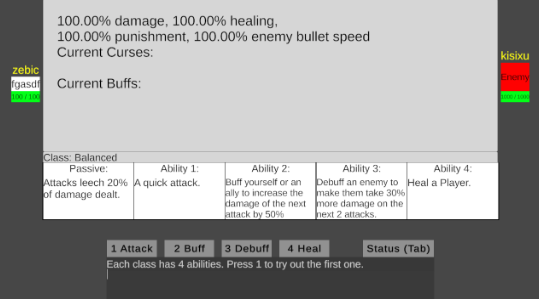 Tab screen for curses and buffs